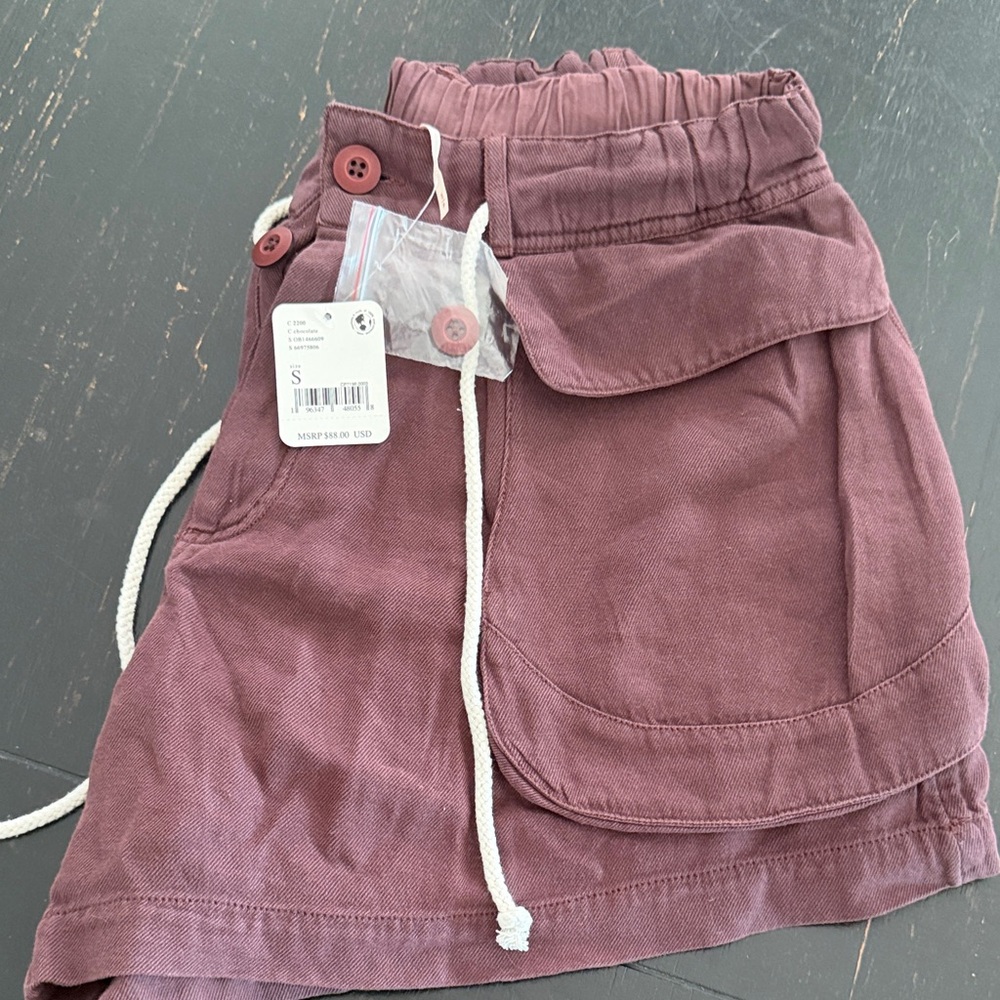Free People Mauve Cargo Drawstring Shorts